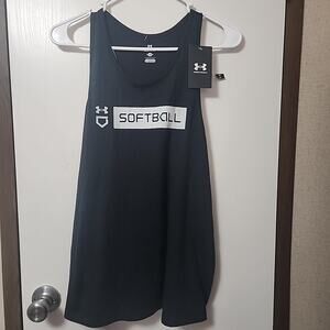 Under Armour Softball Wordmark Bar Womens Tank Top Black Size S